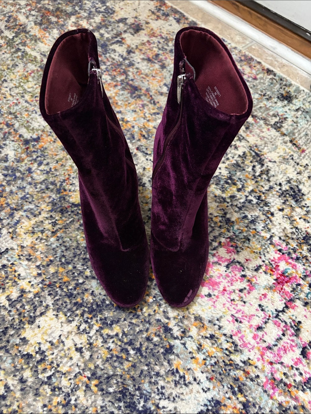 Lauren Ralph Lauren Velvet Ankle Boots in Plum